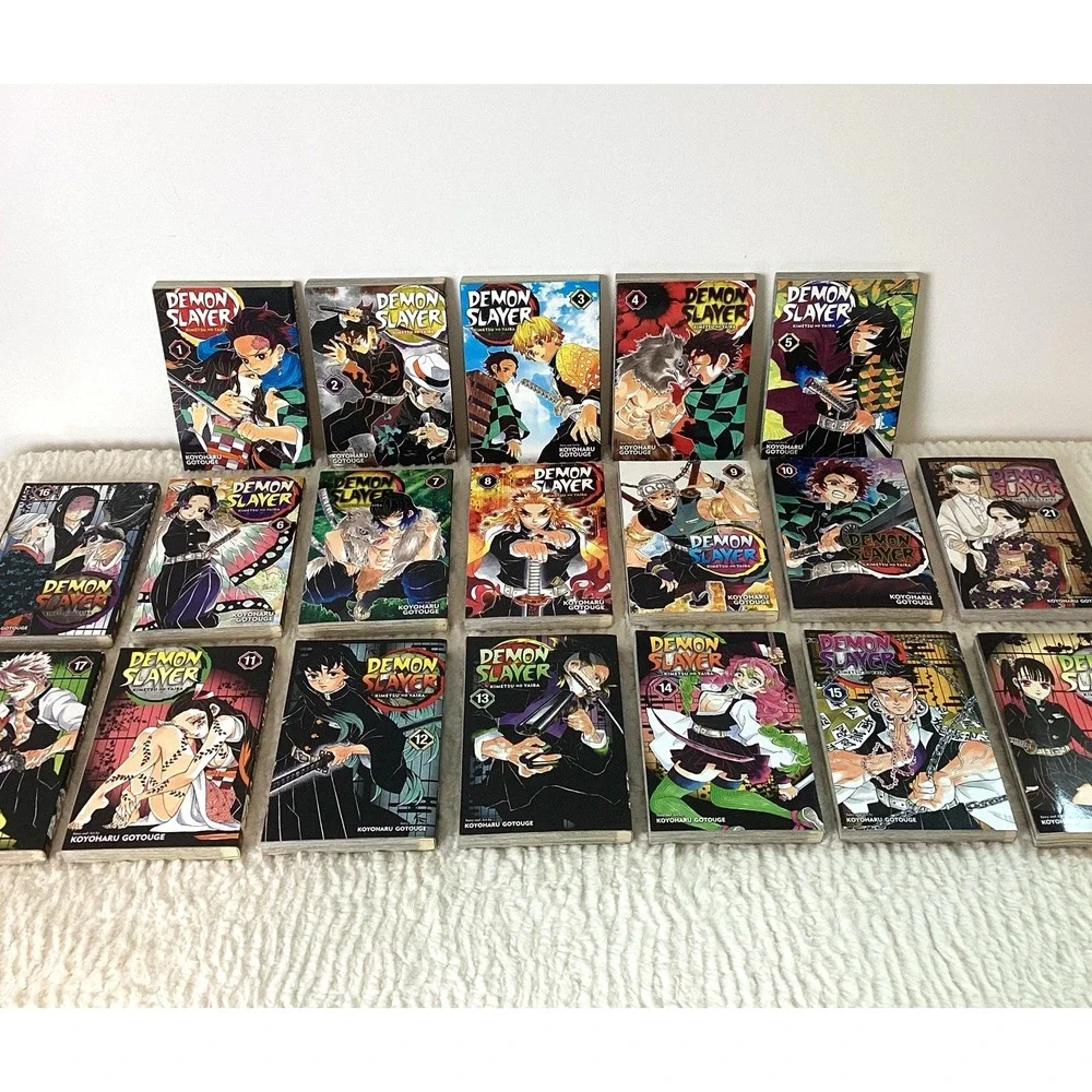 Demon Slayer Manga Books 1-18 +21 EUC Graphic Novel Set Anime Tanjiro Nezuko